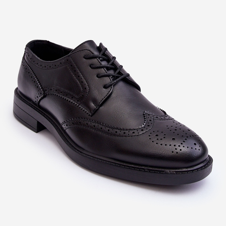 WD1 Sapatos masculinos elegantes de couro preto Gustavo 1
