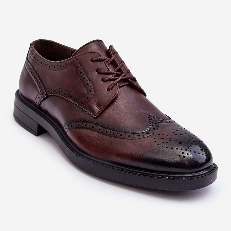 WD1 Sapatos masculinos elegantes de couro marrom Gustavo 1
