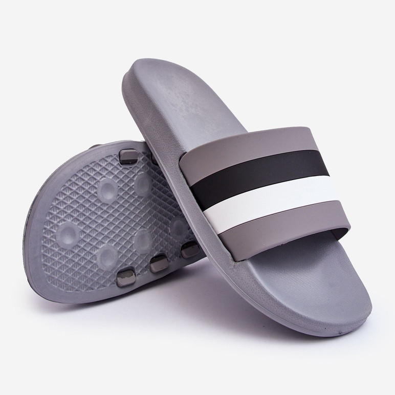 WJ1 Chinelos listrados masculinos Grey Vision cinza 2