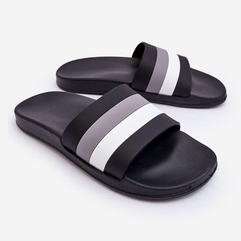 WJ1 Chinelos masculinos listrados Black Vision preto 1