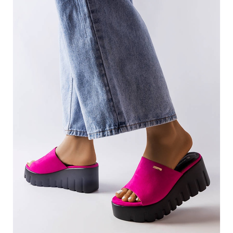 Inna Sandália de salto grosso rosa, Agnes. 2