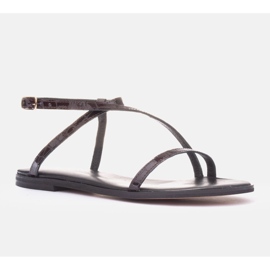 Marco Shoes Sandália rasa em couro bordô vermelho 1