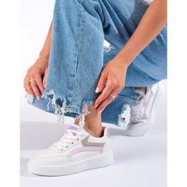 Tênis esportivo feminino Shelovet confortável branco roxo rosa cinza 2
