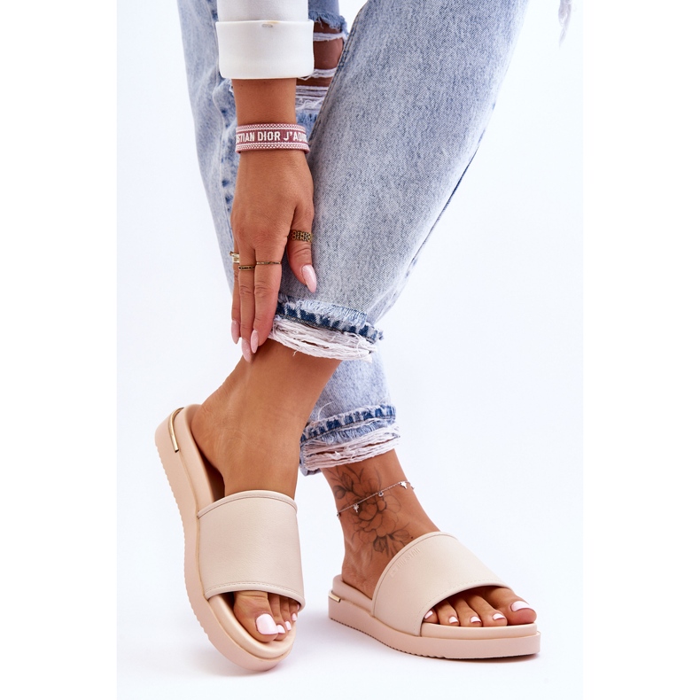 Chinelos plataforma femininos Big Star LL274933 bege 1