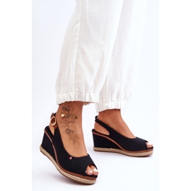 Sandálias de cunha clássicas femininas pretas Katie preto 1