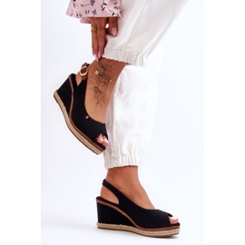 Sandálias de cunha clássicas femininas pretas Katie preto 2