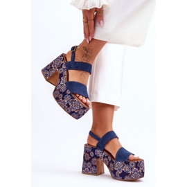 Sandália de salto alto de couro Maciejka 06089-17 azul marinho 2