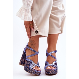 Sandália Salto Couro Maciejka 06084-17 Azul Marinho 2