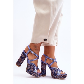 Sandália Salto Couro Maciejka 06084-17 Azul Marinho 1