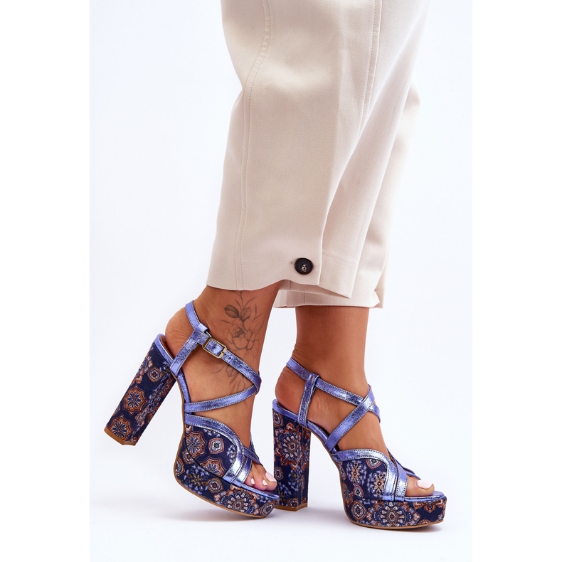 Sandália Salto Couro Maciejka 06084-17 Azul Marinho 1