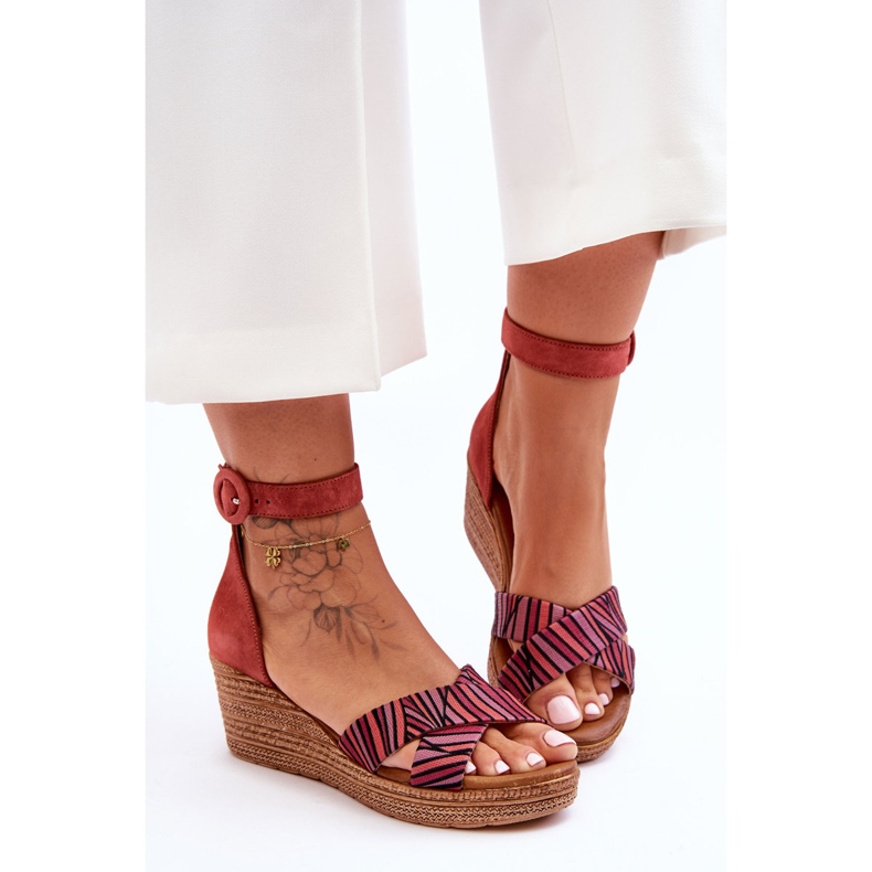 Sandália de camurça Maciejka 04565-44 vermelha vermelho 2