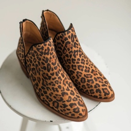 Marco Shoes Botas de couro genuíno com corte em V 1954B-634-1 castanho 2