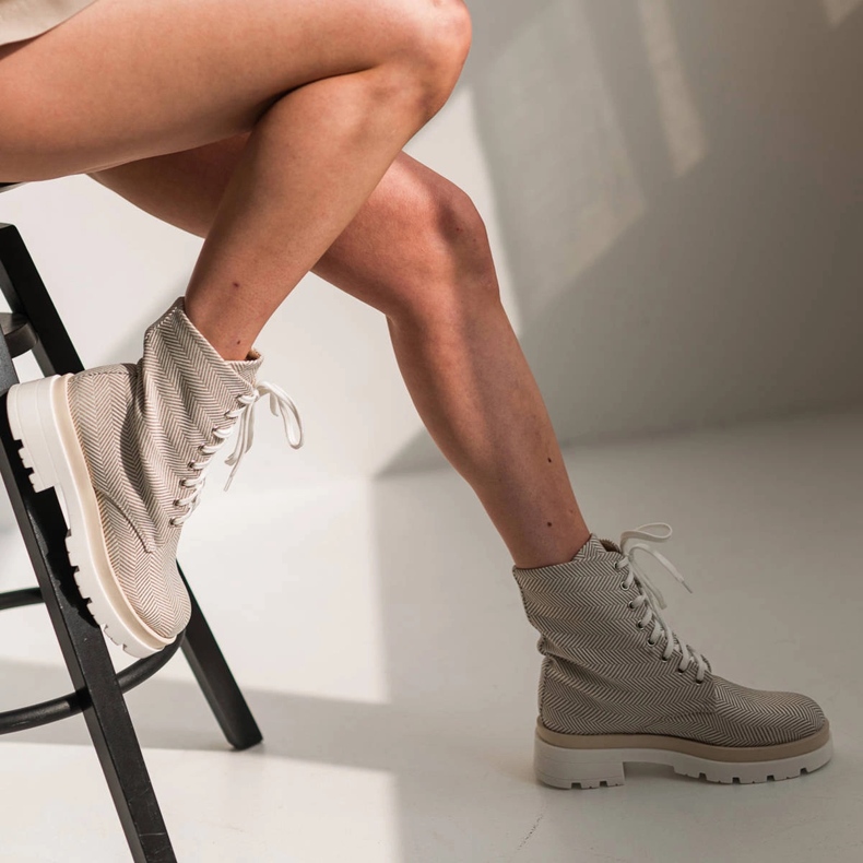 Marco Shoes Botas de tecido de algodão natural bege 1