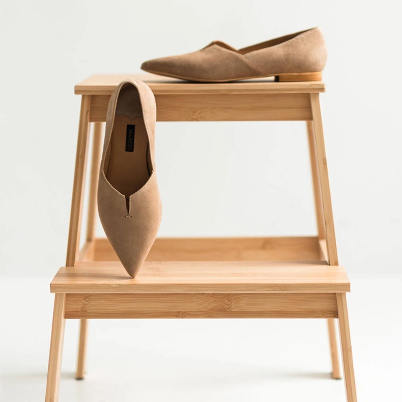 Marco Shoes Bailarinas em camurça com recorte 1285P-047-1 bege 1