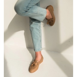 Marco Shoes Mocassins de couro com franjas bege 1