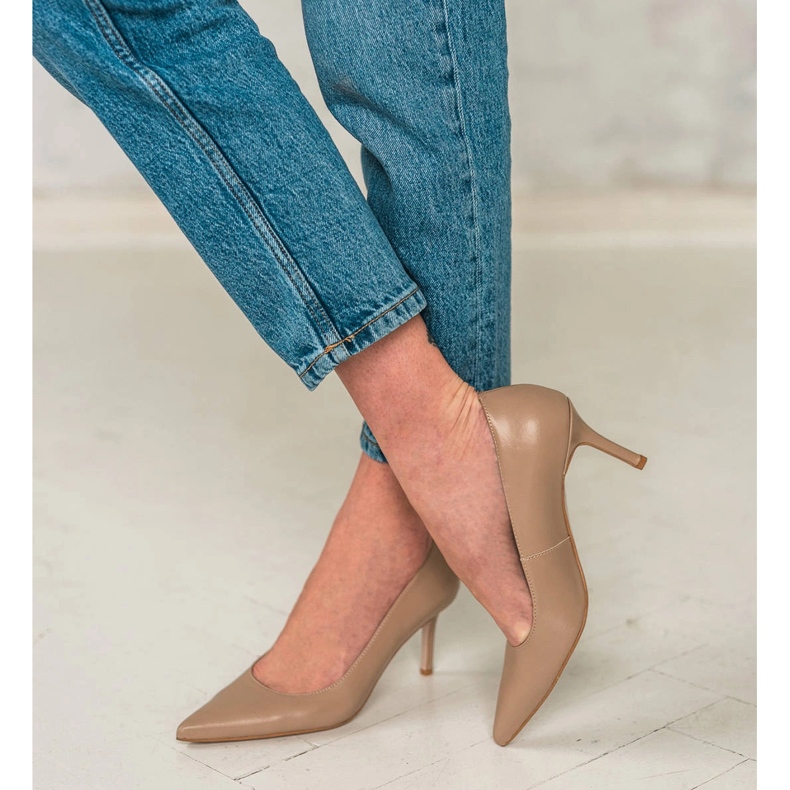 Marco Shoes Salto de couro napa bege 2