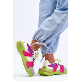 PS1 Sapatos esportivos da moda femininos com cadarço verde-rosa Chillout! 2