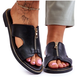 Lemar Chinelos Femininos com Zíper Decorativo Preto Clarence 4