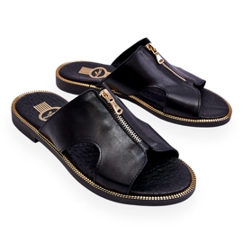 Lemar Chinelos Femininos com Zíper Decorativo Preto Clarence 3