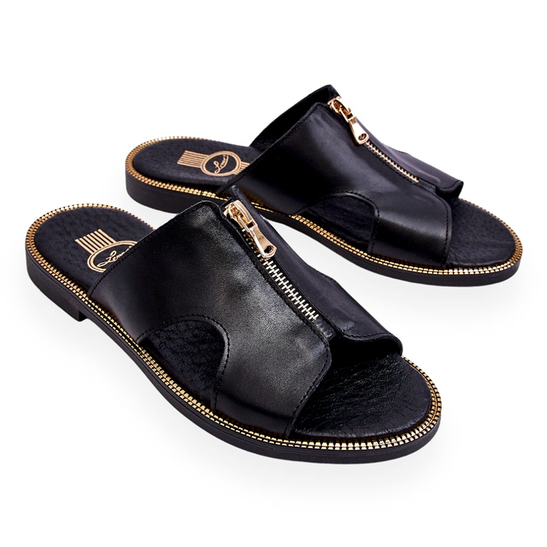 Lemar Chinelos Femininos com Zíper Decorativo Preto Clarence 3