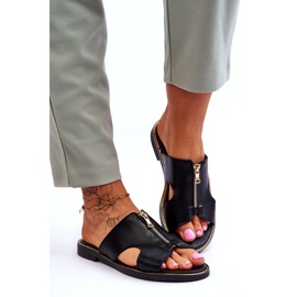 Lemar Chinelos Femininos com Zíper Decorativo Preto Clarence 2