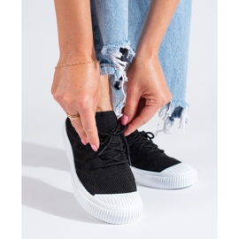 Sapatilhas Shelovet pretas em tecido de mulher preto 1