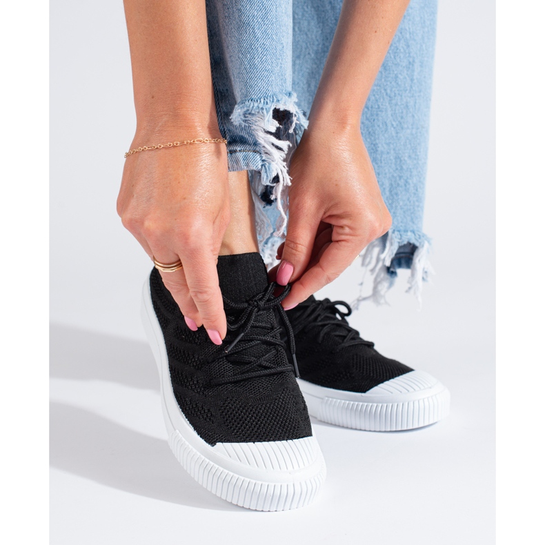 Sapatilhas Shelovet pretas em tecido de mulher preto 1