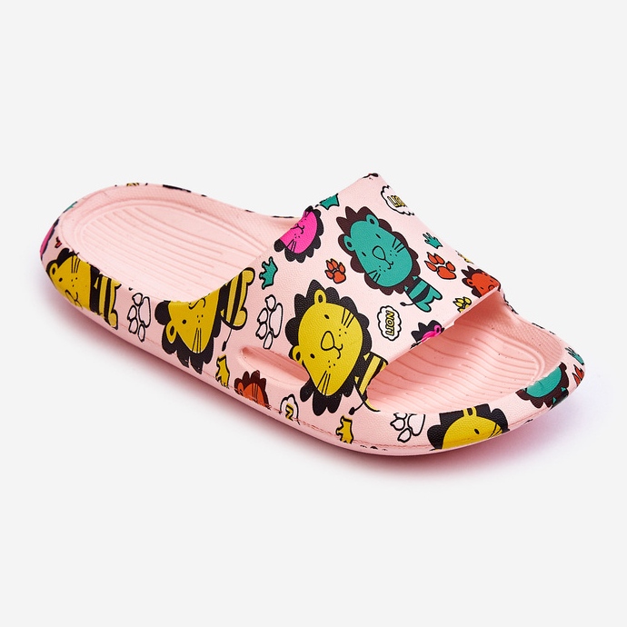 WJ1 Chinelos infantis de espuma leve com motivo de leão rosa Esther 2