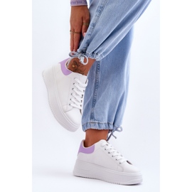 Sapatos esportivos clássicos femininos branco-roxo viagem noturna 2