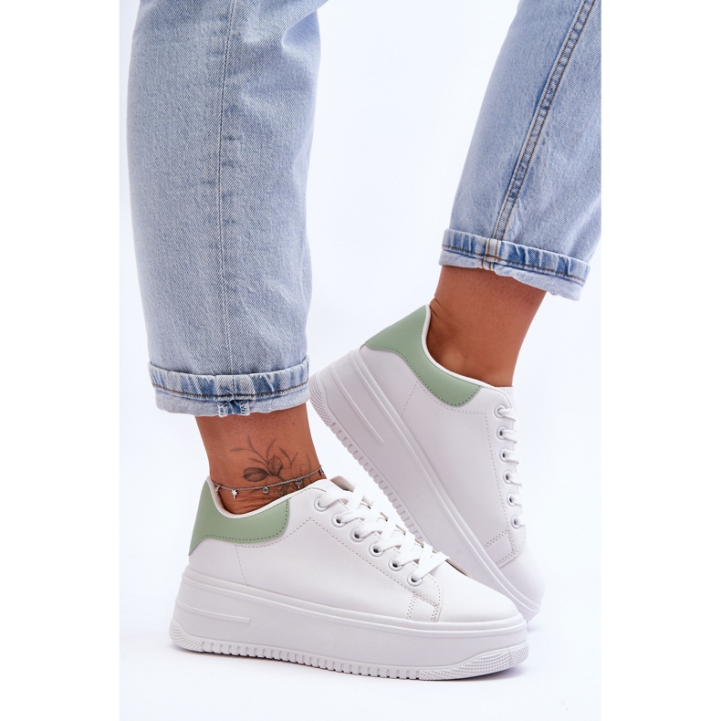 Sapatos esportivos femininos clássicos branco-verde viagem noturna 1