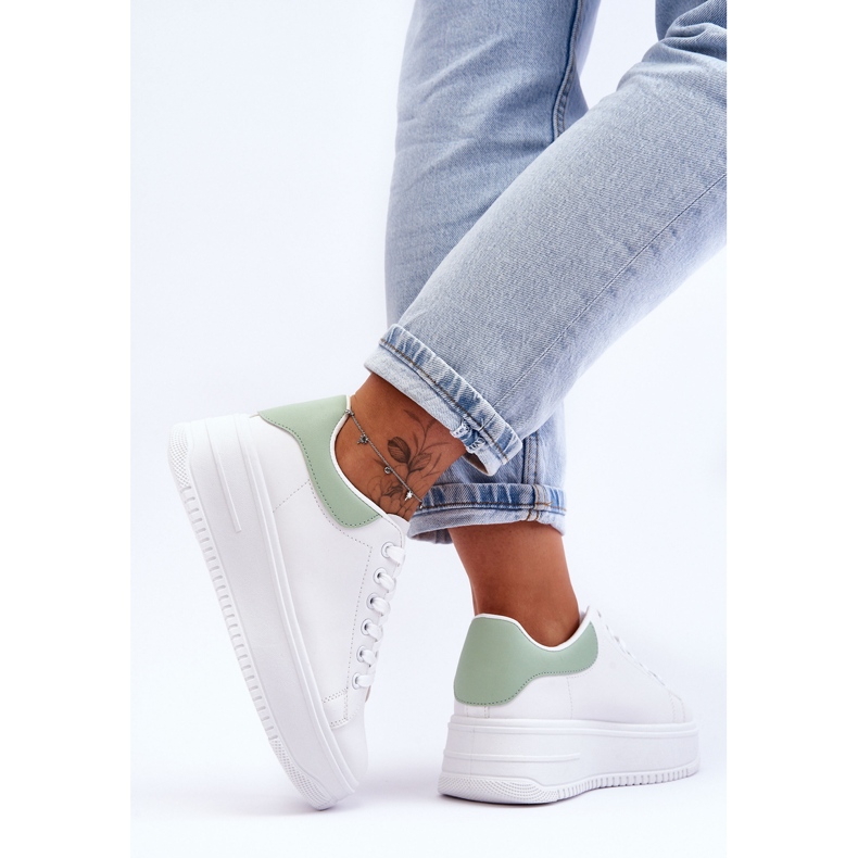Sapatos esportivos femininos clássicos branco-verde viagem noturna 2