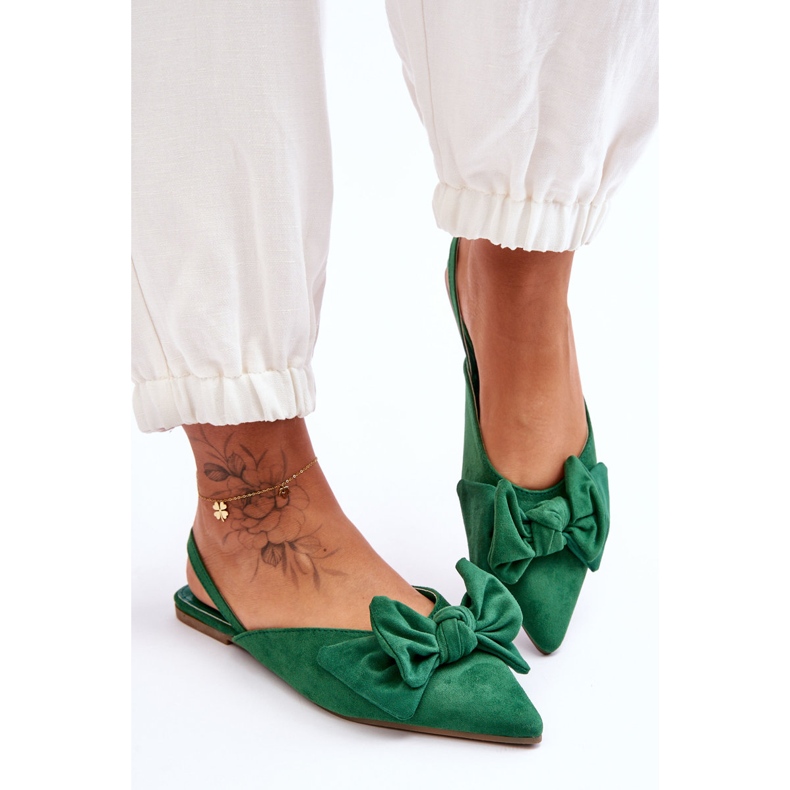 Sabrinas femininas sem cadarço com laço verde Nadine 1
