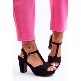 Sandália de salto alto de camurça preta Felicia preto 1