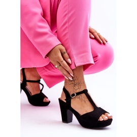 Sandália de salto alto de camurça preta Felicia preto 2