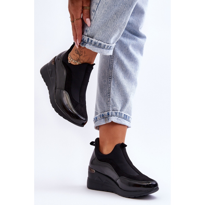 PE1 Tênis esportivo feminino sem cadarço preto Farro 2