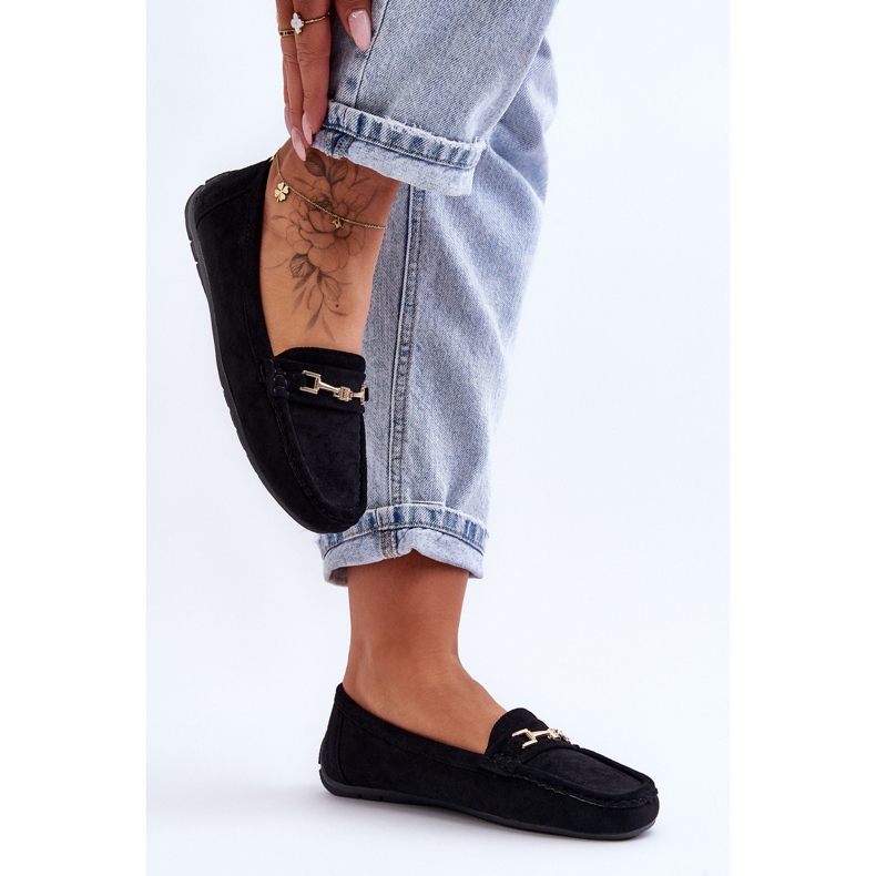 Mocassim feminino clássico de camurça preto Corinell 2