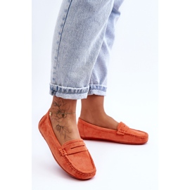Mocassim de camurça feminino Lenvie laranja 1