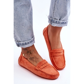 Mocassim de camurça feminino Lenvie laranja 2