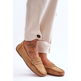 Mocassins femininos de camurça Camel marrom 1