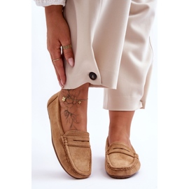 Mocassins femininos de camurça Camel marrom 2