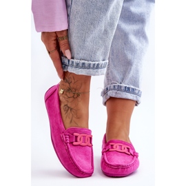 Mocassins de camurça da moda femininos rosa Rabell 1