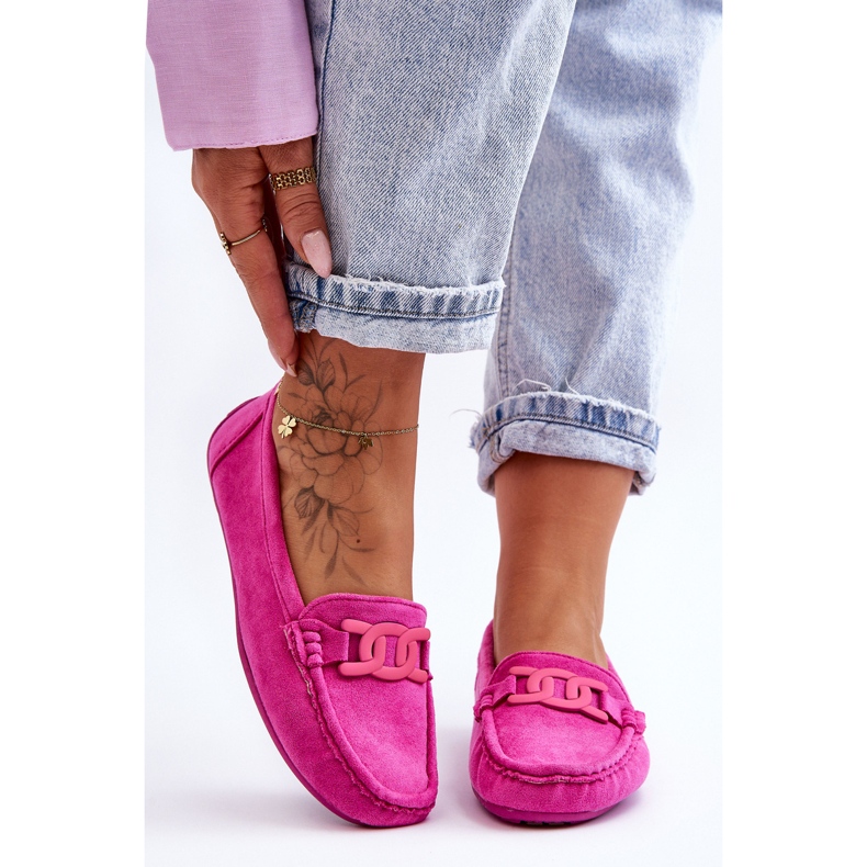 Mocassins de camurça da moda femininos rosa Rabell 1