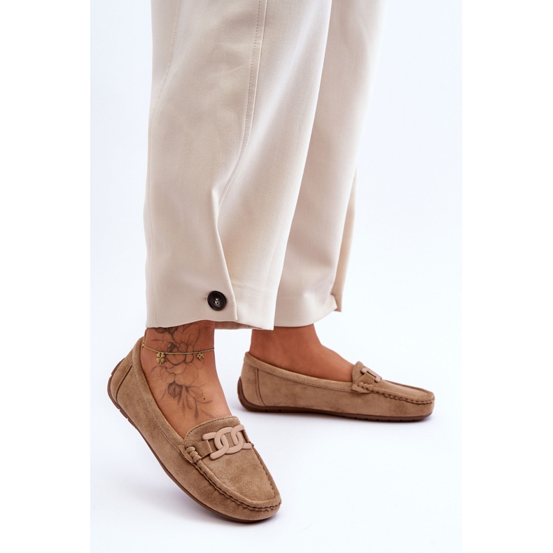 Mocassins de camurça da moda femininos Brown Rabell marrom 1