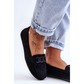 Mocassins femininos de camurça da moda preto Rabell 2