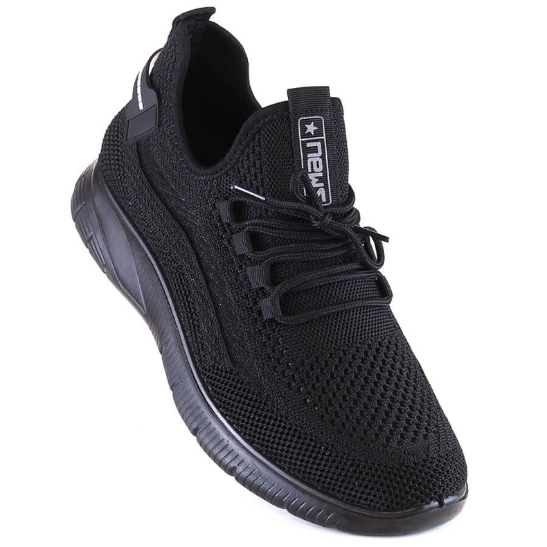 News Sapatos esportivos sem cadarço para homens negros Novidades 23MN02-5803 preto 1