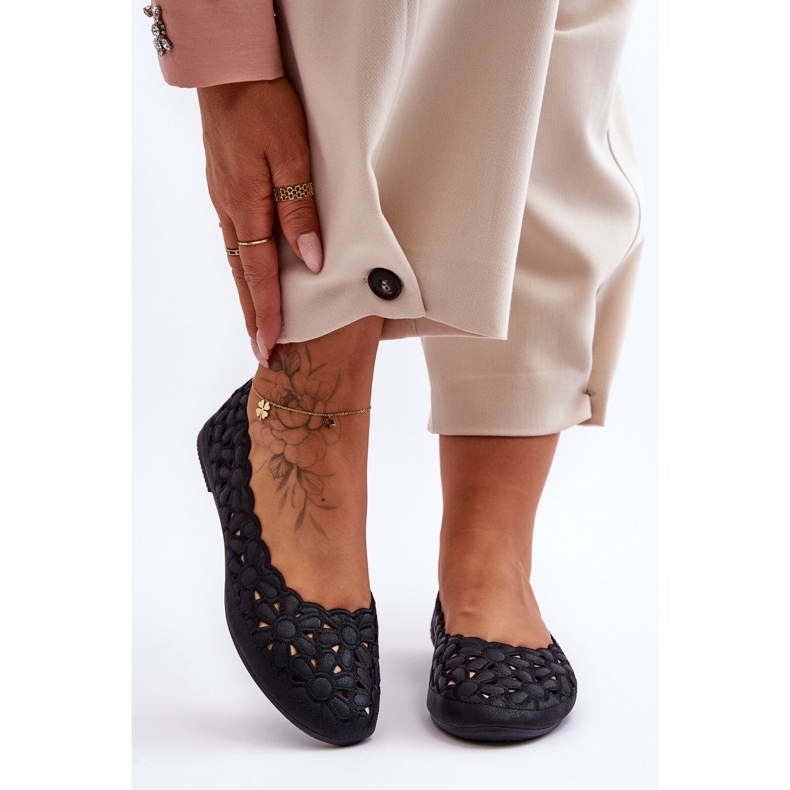 PE1 Bailarinas Femininas Openwork Black Visionary preto 2