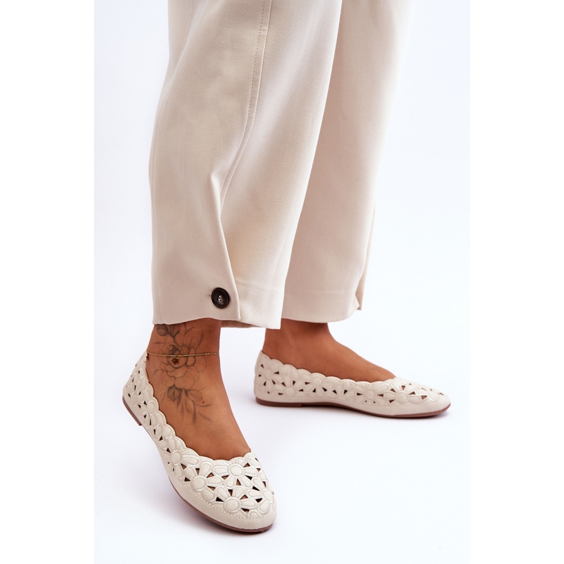 PE1 Openwork Glossy Ballerina Feminino Bege Visionário 1