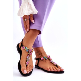 Chinelos De Camurça Com Pedrarias Preto Frency 1