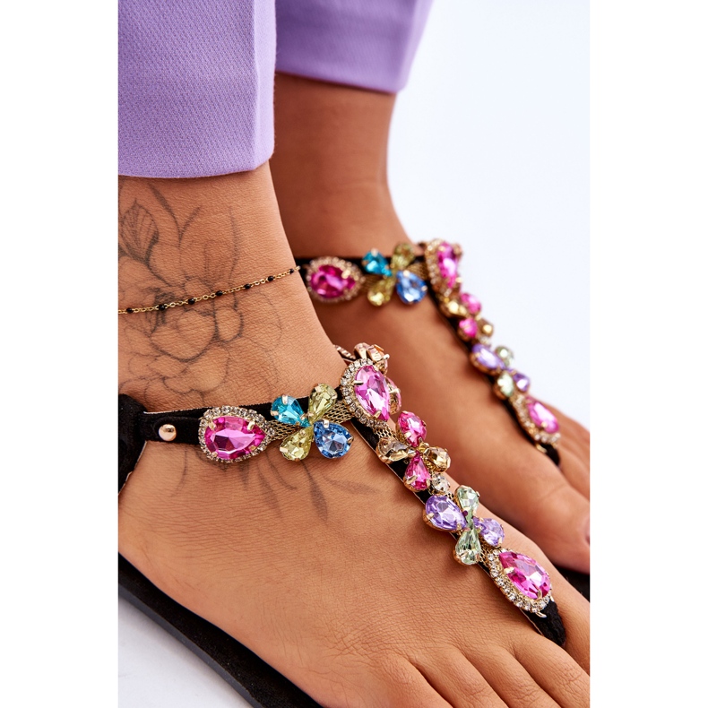 Chinelos De Camurça Com Pedrarias Preto Frency 4