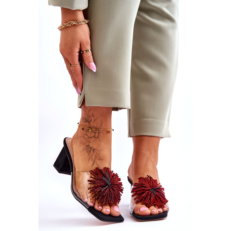 Saltos altos transparentes femininos s.barski kv-ap658-1 preto 1